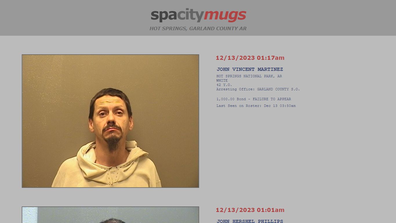 Mugshots for Garland County including Hot Springs | SpaCityMugs.com