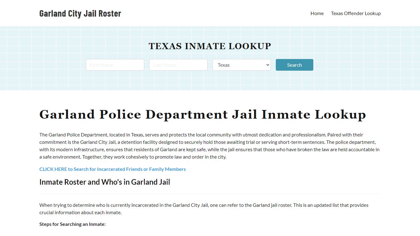 Garland Police Department & City Jail, TX Inmate Roster, Arrests, Mugshots